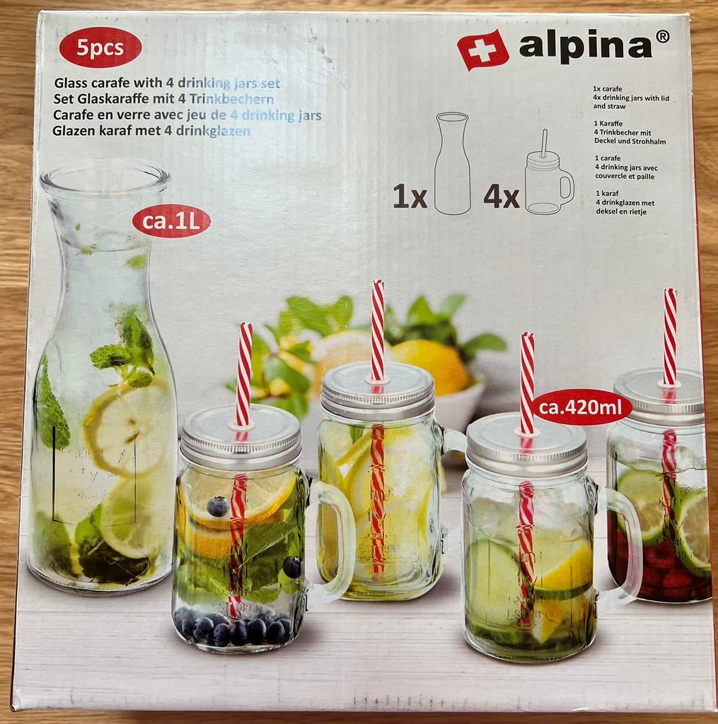 Alpina karaf met vier drinkglazen, Ophalen of Verzenden, Nieuw