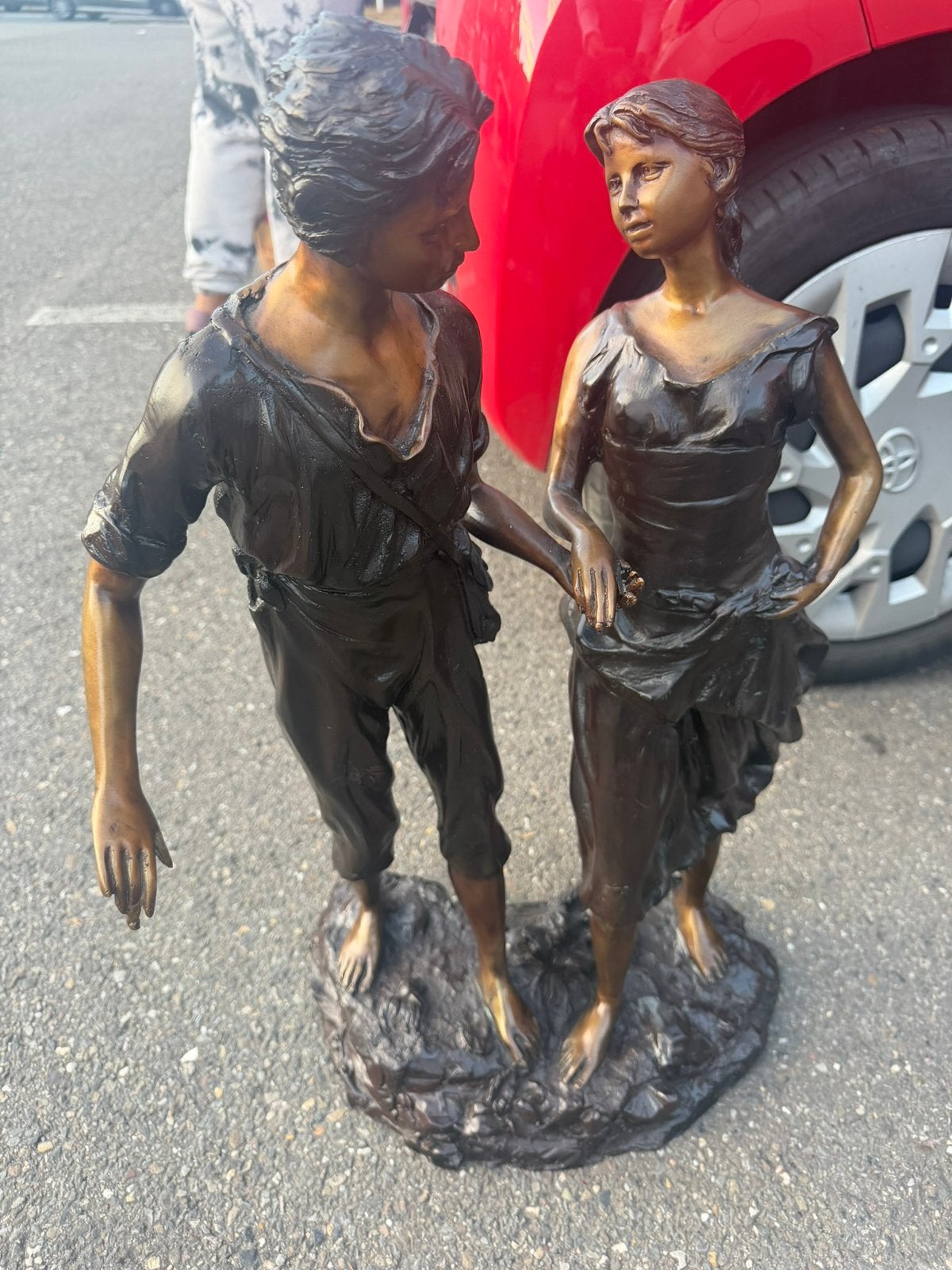 Couple en bronze - 15 kg / + de 60 cm de haut, Antiquités & Art, Enlèvement ou Envoi, Bronze