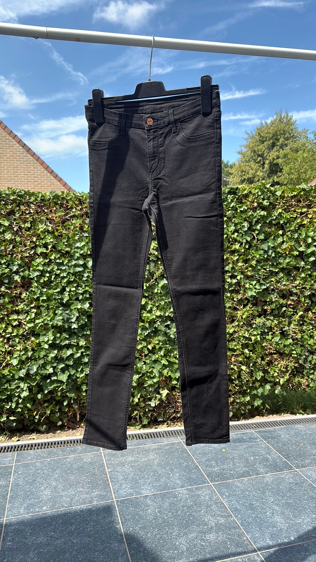 Zwarte jeans broek, Kinderen en Baby's, Ophalen, Zo goed als nieuw, Meisje, Broek