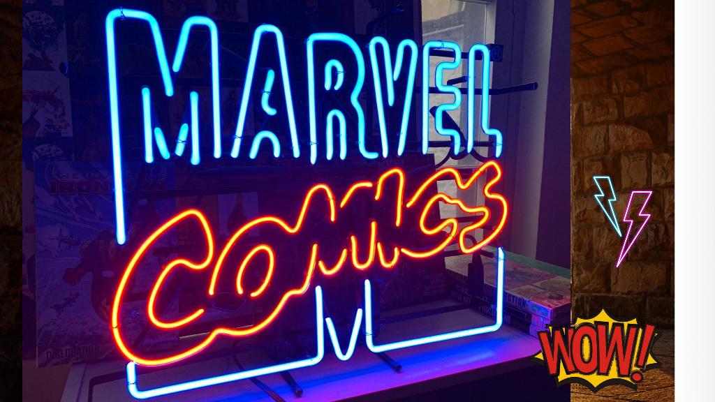 Néon Authentique MARVEL COMICS (1995) + Convertisseur, Collections, Enlèvement, Comme neuf, Table lumineuse ou lampe (néon)