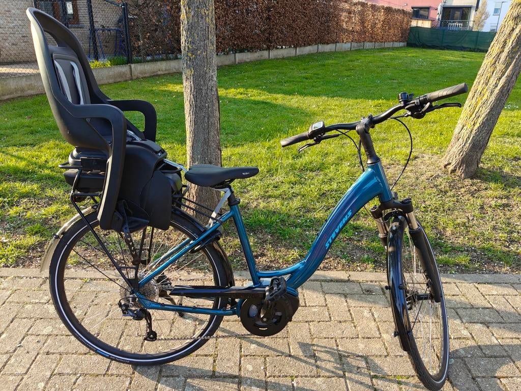Vélo électrique Stevens E-Molveno Forma (46cm) + siège bébé, Versnellingen, Zo goed als nieuw, Minder dan 47 cm, 1 zitje
