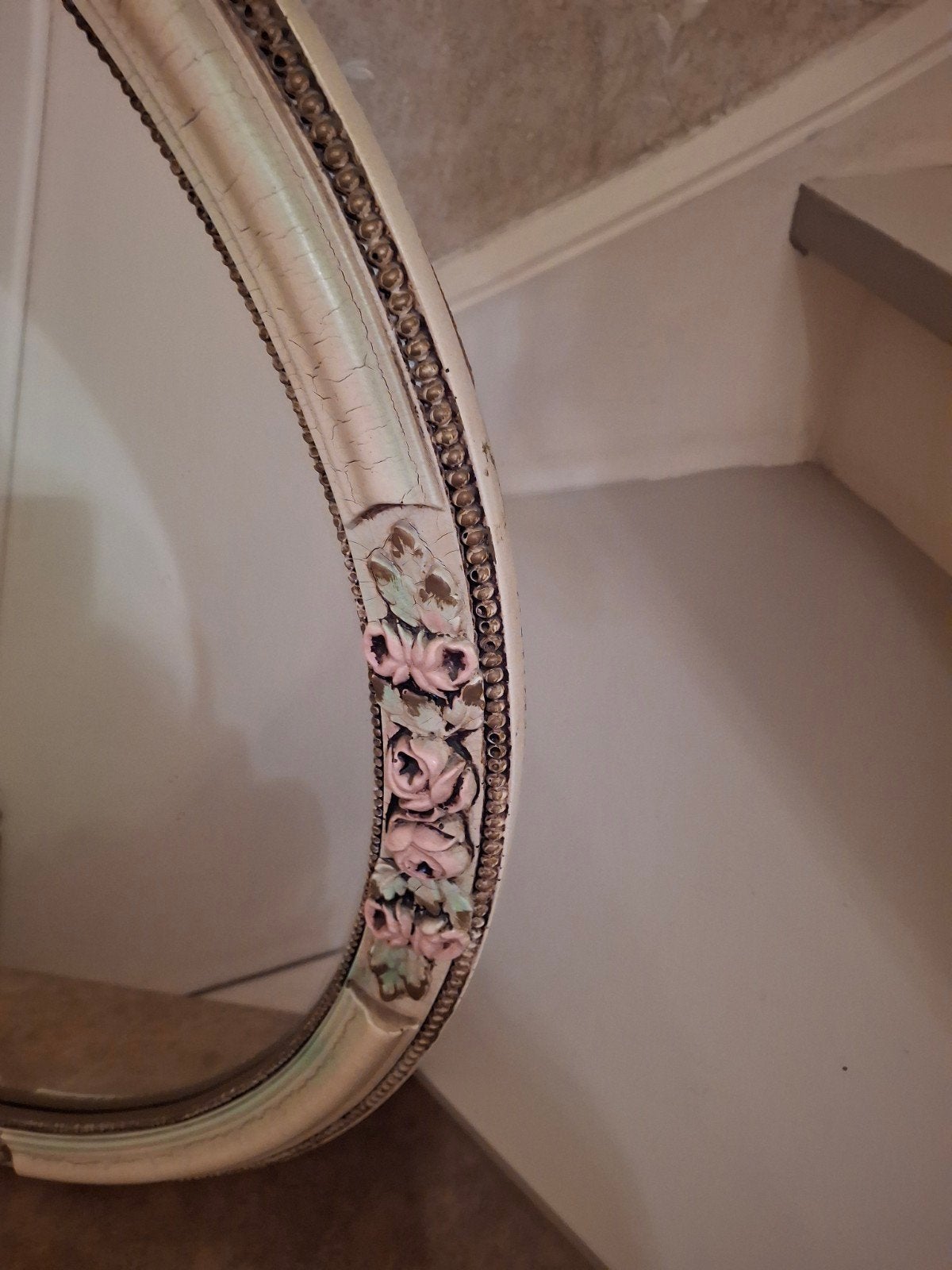 miroir craquelé vintage, Enlèvement, Utilisé, Ovale