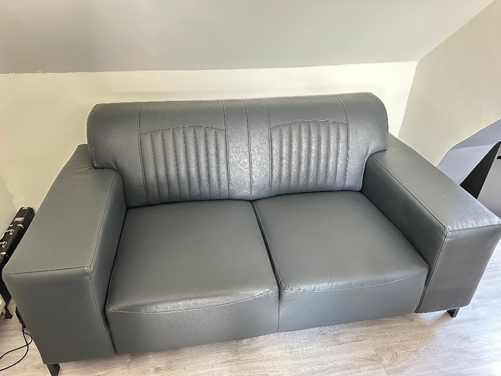 Bellagio 2-Seater Genuine Leather Sofa – Anthracite, Enlèvement, Comme neuf, Cuir