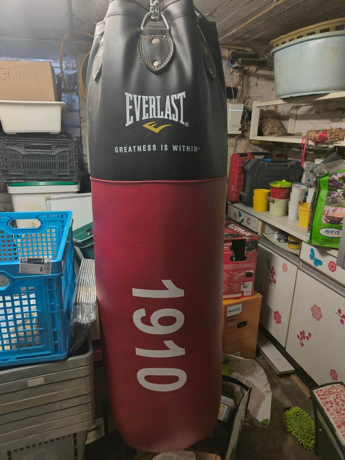 Everlast 1910 Bokszak / Bokszak + Kettingen (Zo goed als nie, Sport en Fitness, Boksen, Ophalen, Zo goed als nieuw, Bokszak