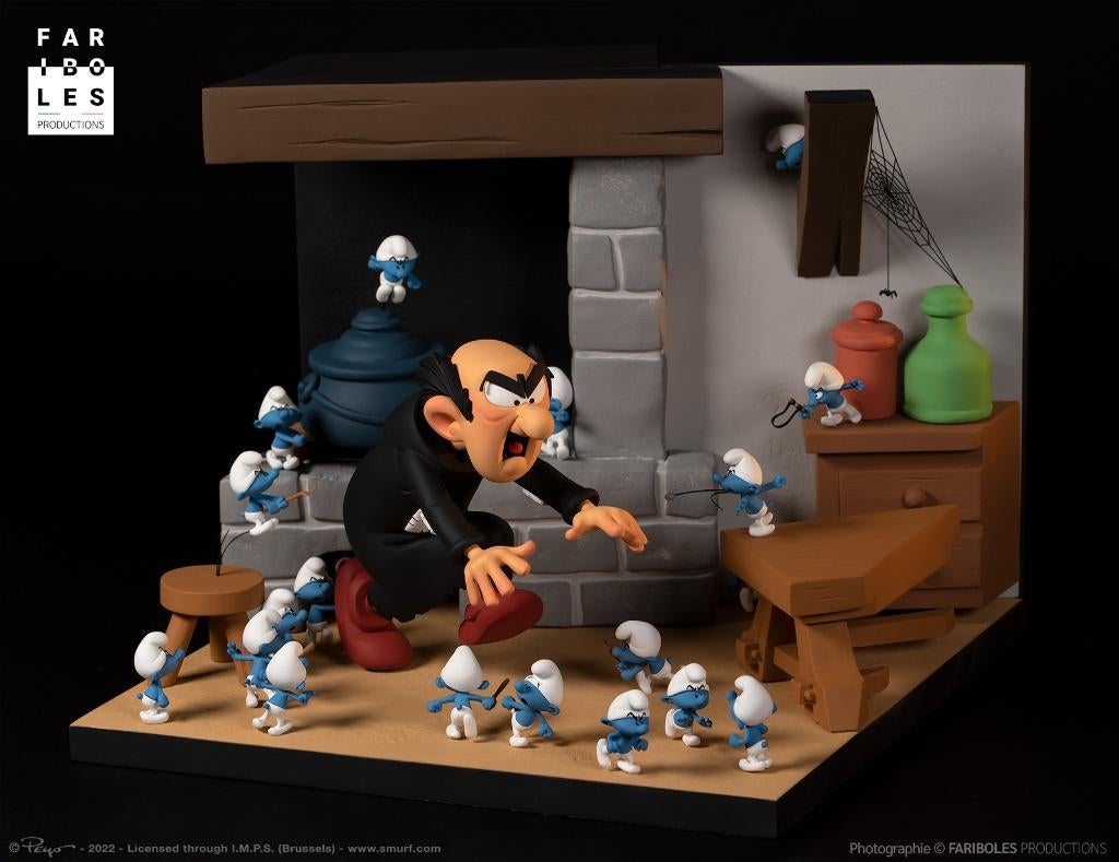 Cargamel met de Smurfen scene by Fariboles, Ophalen, Smurfen, Nieuw, Beeldje of Figuurtje
