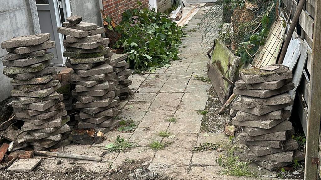 4 piles de pierres de terrasse gratuites, Enlèvement, Comme neuf