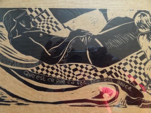 Linosnede "Qu'est ce que ça fait, Tout est grâce" 35 x 46 cm, Verzenden