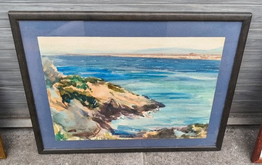 Aquarelle marine signe, Antiquités & Art, Art | Peinture | Classique, Enlèvement ou Envoi, Aquarelle