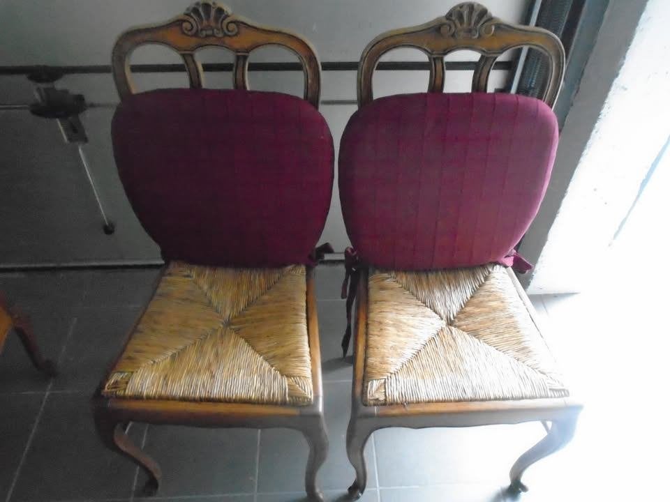 2 antieke stoelen Louis XV in massieve eik rieten zitting, Antiek en Kunst, Ophalen