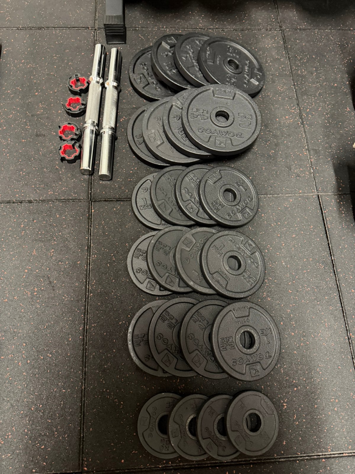 Domyos verstelbare dumbell set, Ophalen, Zo goed als nieuw, Borst, Halterstangen