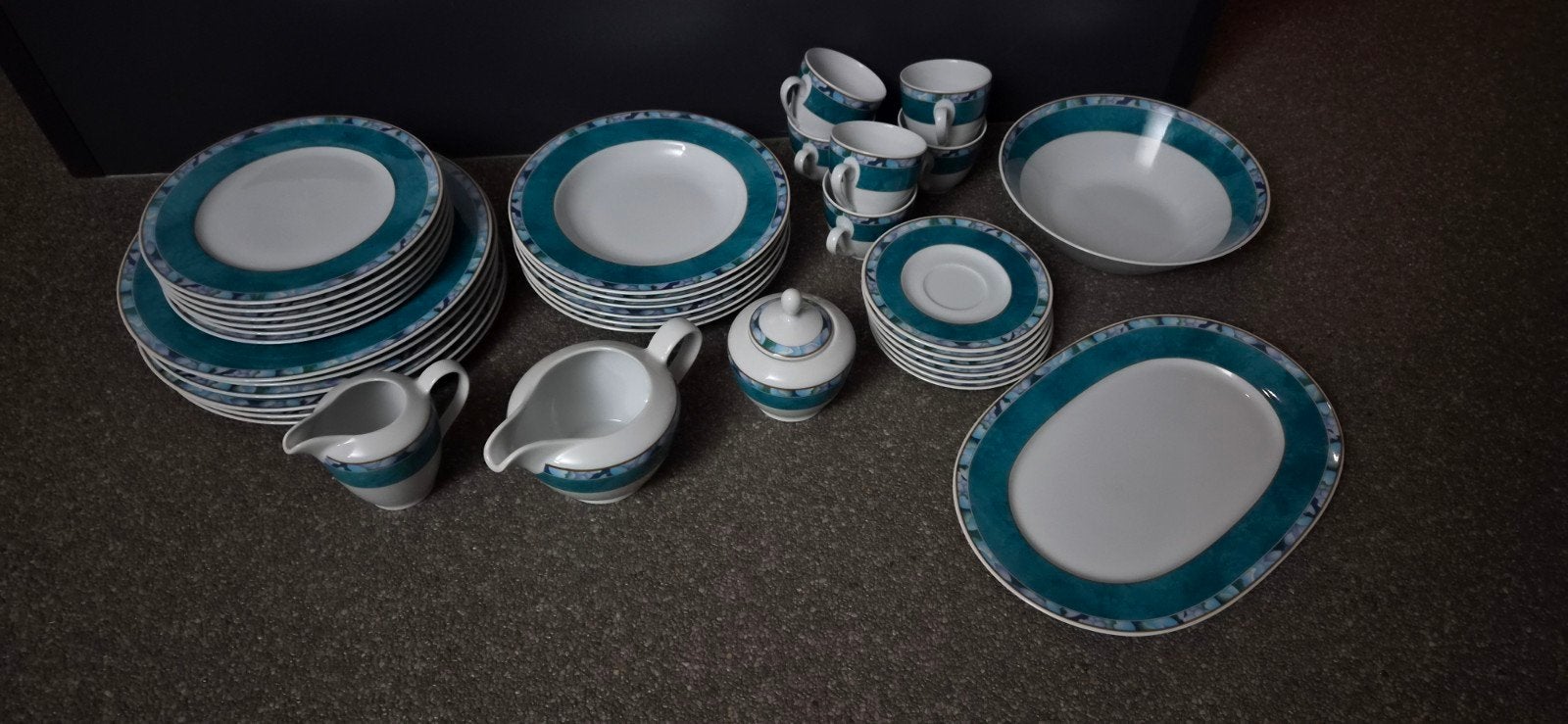 Vaisselle vintage Mitterteich Bavaria — 35 pièces — turquois, Antiquités & Art, Enlèvement