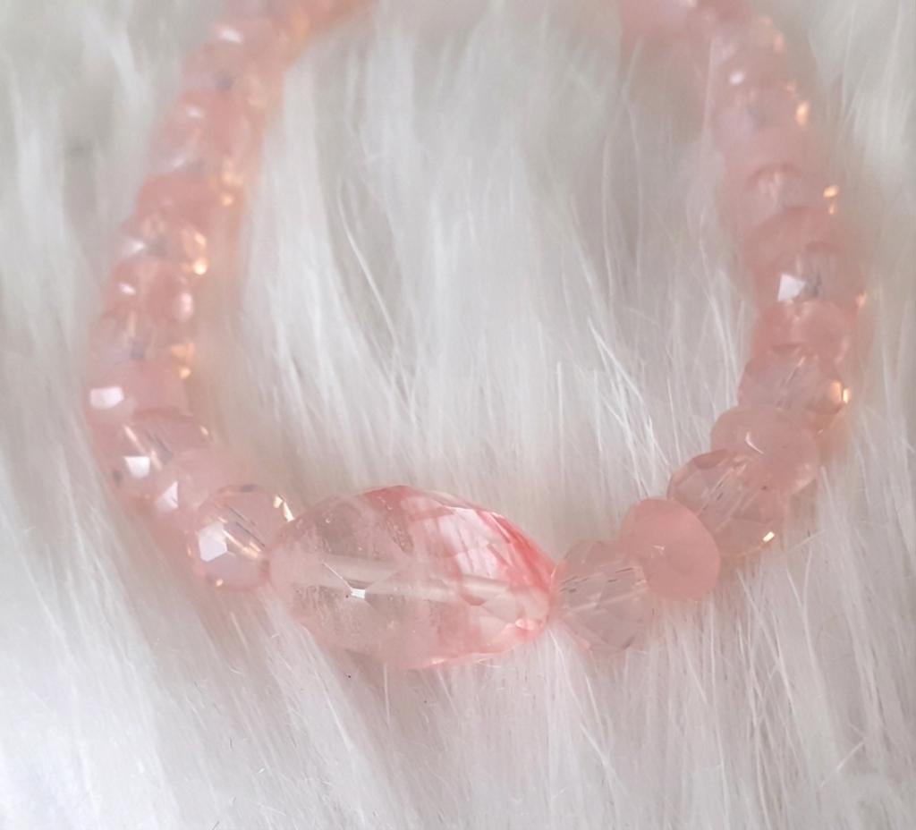 Kralenarmband roze hematietkwarts, rozenkwarts en opaliet, Handtassen en Accessoires, Armbanden, Overige materialen, Met bedels of kralen