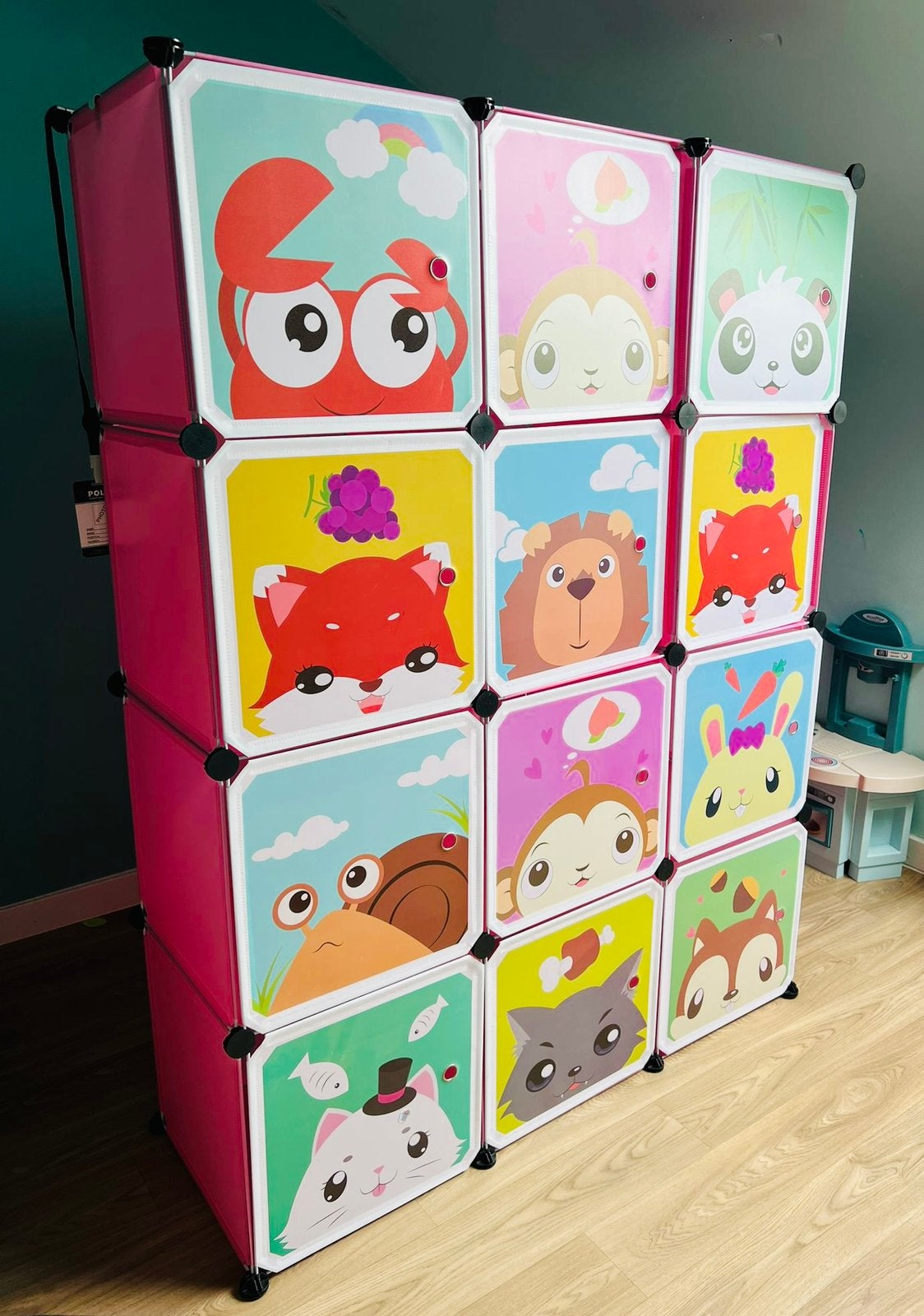 Modulaire kinderkledingkast met 12 kubussen en kledingkast, Ophalen of Verzenden, Zo goed als nieuw, Kast