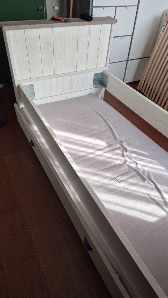Bed met lattenbodems, Ophalen, Gebruikt, 90 cm, 200 cm