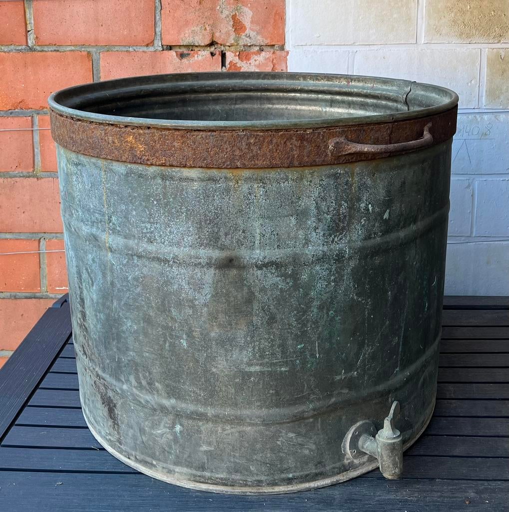 Baril en zinc (zinc pur, non galvanisé), Jardin & Terrasse, Rond, 30 à 60 cm, Enlèvement, Utilisé