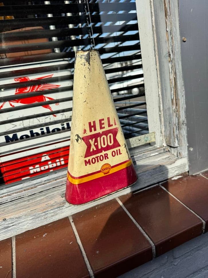Vintage Shell X-100 Motorolie blik Triangel