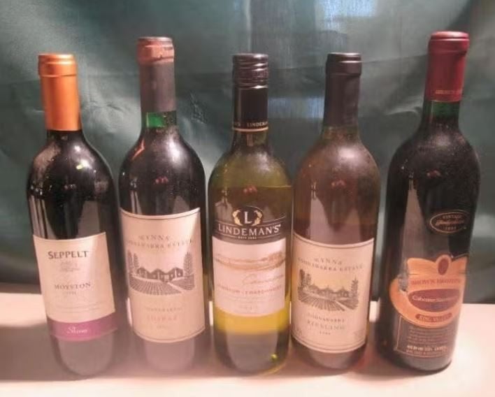 5x Australische wijnen van 1992 tot 2013, Verzamelen, Wijnen, Overige gebieden, Ophalen of Verzenden, Zo goed als nieuw, Rode wijn