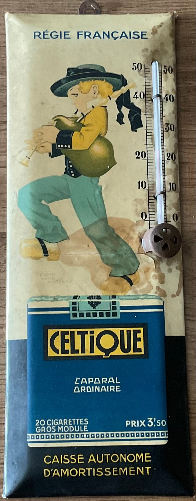Oude CIGARETTES CELTIQUE thermometer, Ophalen of Verzenden, Gebruikt, Gebruiksvoorwerp