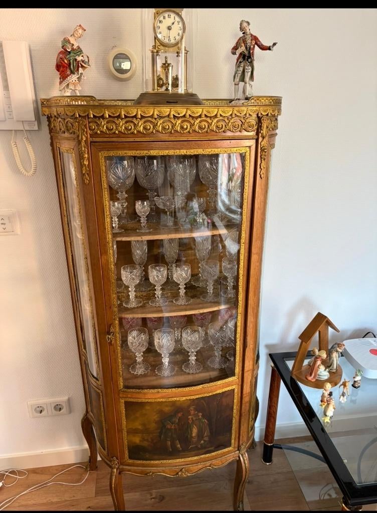 Unieke Originele Antieke Vitrine Louis XV style, Antiek en Kunst, Ophalen