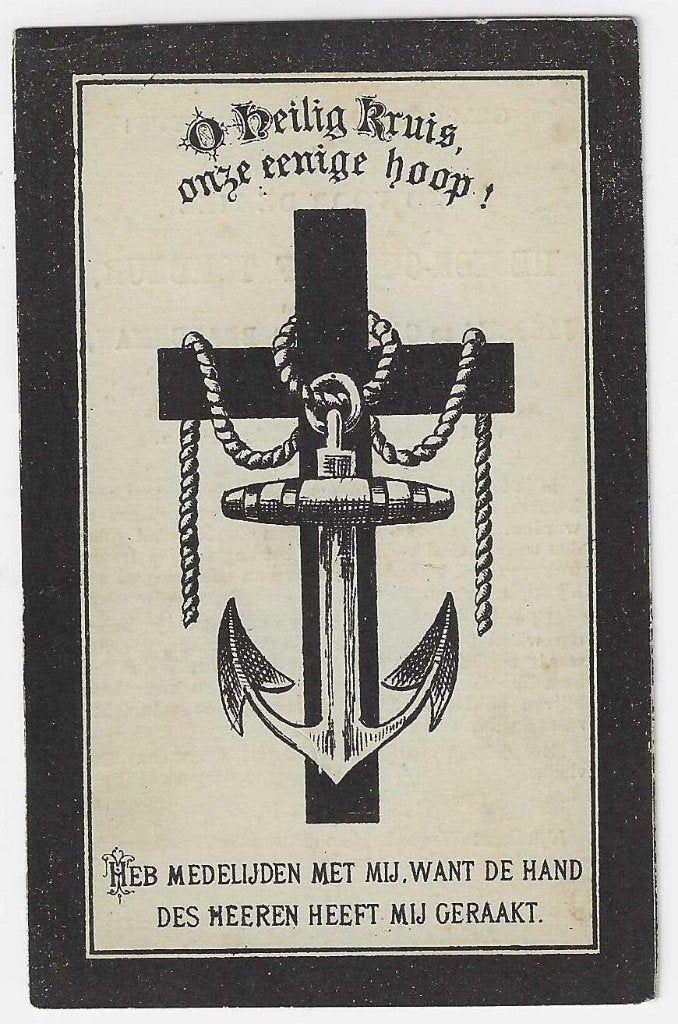 Héctor Gustav Tombeur, Aygem 1869 - Magelang 1889, Enlèvement ou Envoi, Image pieuse