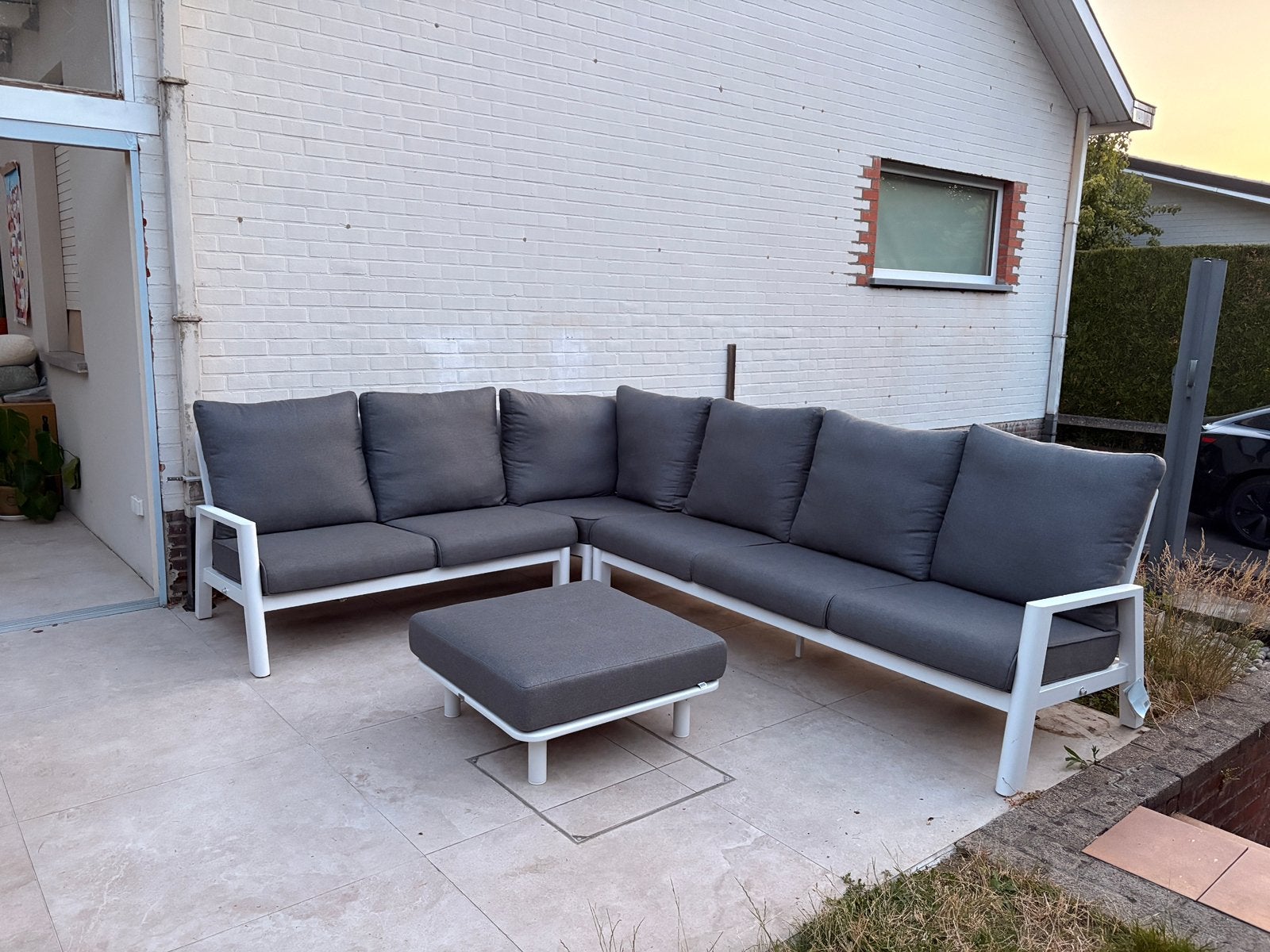 Ensemble de salon extérieur Bristol avec repose-pieds, Jardin & Terrasse, Hocker, Aluminium, Comme neuf, Enlèvement