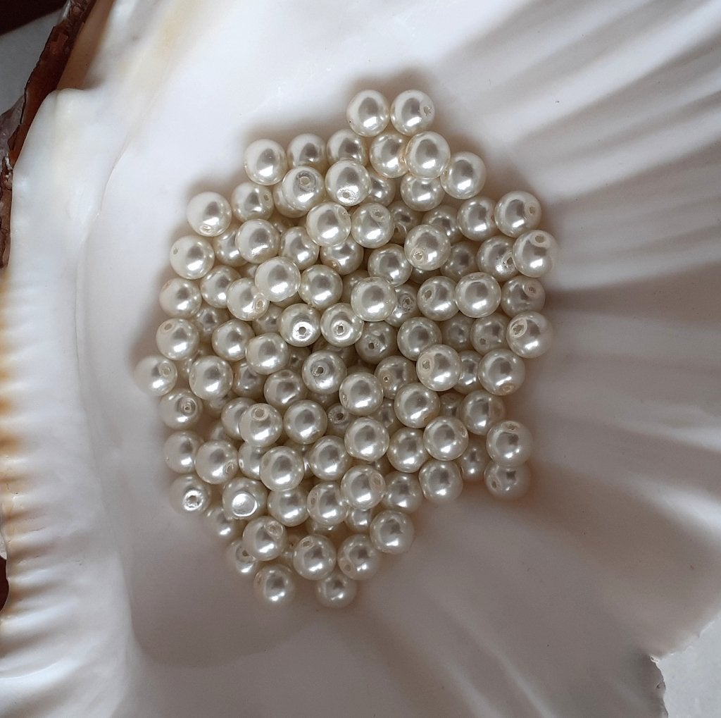 lot kralen glasparels wit 8mm +- 156, Hobby & Loisirs créatifs, Fabrication de Perles & Bijoux, Enlèvement ou Envoi, Neuf, Perle