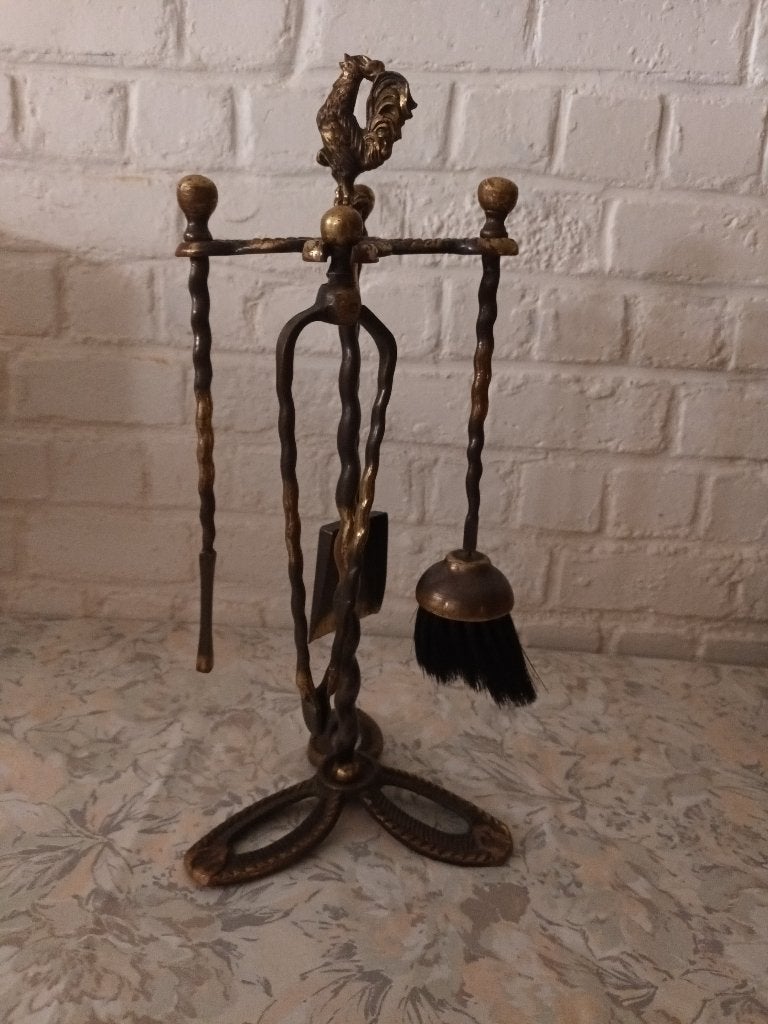 koperen set onderhoud kachel/open haard, Enlèvement, Utilisé, Encastré, Cheminée au bois