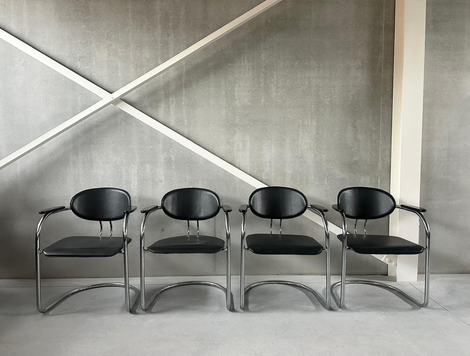 Vintage chroom “Effezeta” eetkamerstoelen 1980s, Enlèvement