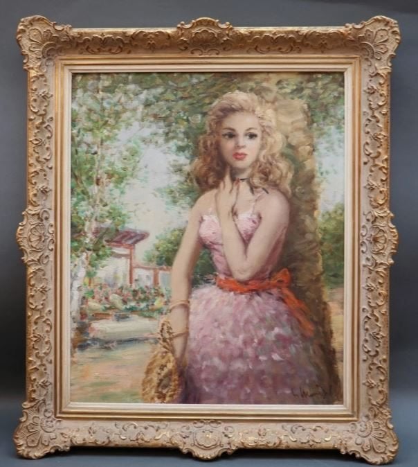 vintage schilderij ``Jonge Deerne`` H. Breuninger, Ophalen, Doek, Portret of Personen, Gedateerd