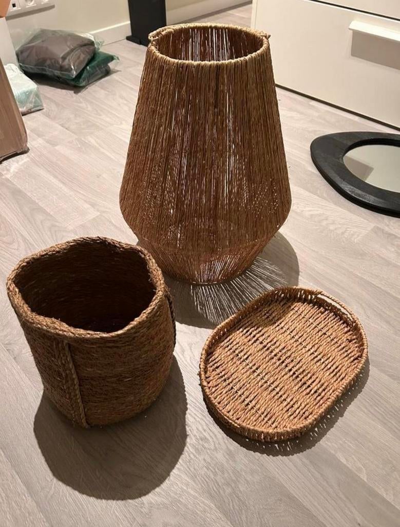 J-Line Boho Set. Mandje, windlicht en schaaltje, Ophalen, Zo goed als nieuw, Hout