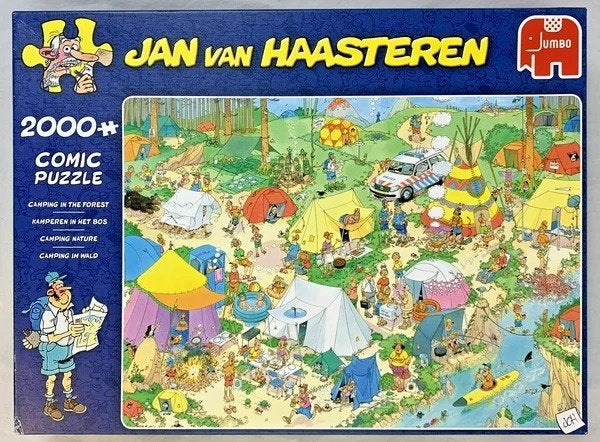 Puzzle 2000 pièces Jan van Haasteren Camping dans les bois, Hobby & Loisirs créatifs, Envoi, Plus de 1 500 pièces, Comme neuf