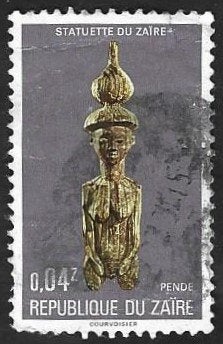 1 Postzegel Beeldjes uit Zaïre 1977, Timbres & Monnaies, Timbres | Afrique, Enlèvement ou Envoi, Autres pays, Affranchi