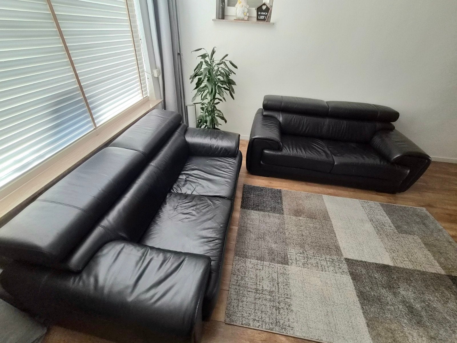 Set van zwart leren 2-zits zetels, Enlèvement, Cuir