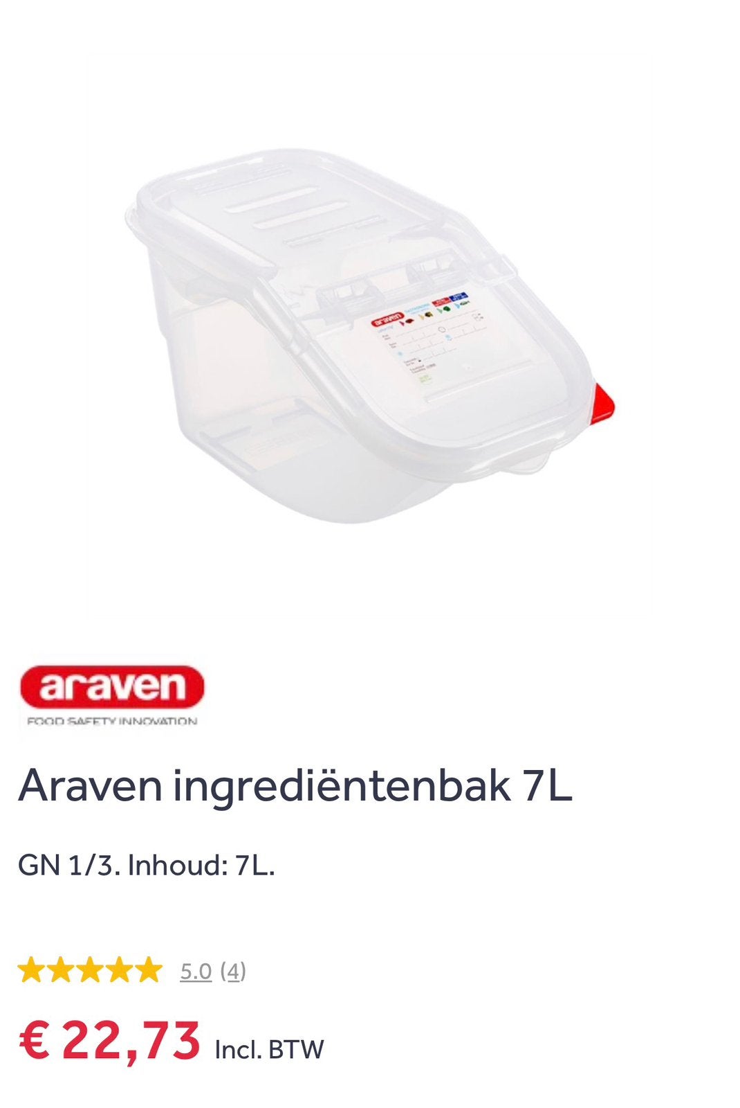 Araven Bac à ingrédients - 2 X 7L, Enlèvement