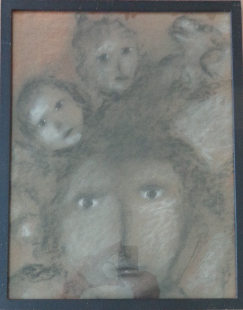 OMAR VAN MEERVELDE / HOOFDEN / ORIGINEEL / 46x36cm / KADER, Antiek en Kunst, Kunst | Schilderijen | Modern, Ophalen of Verzenden