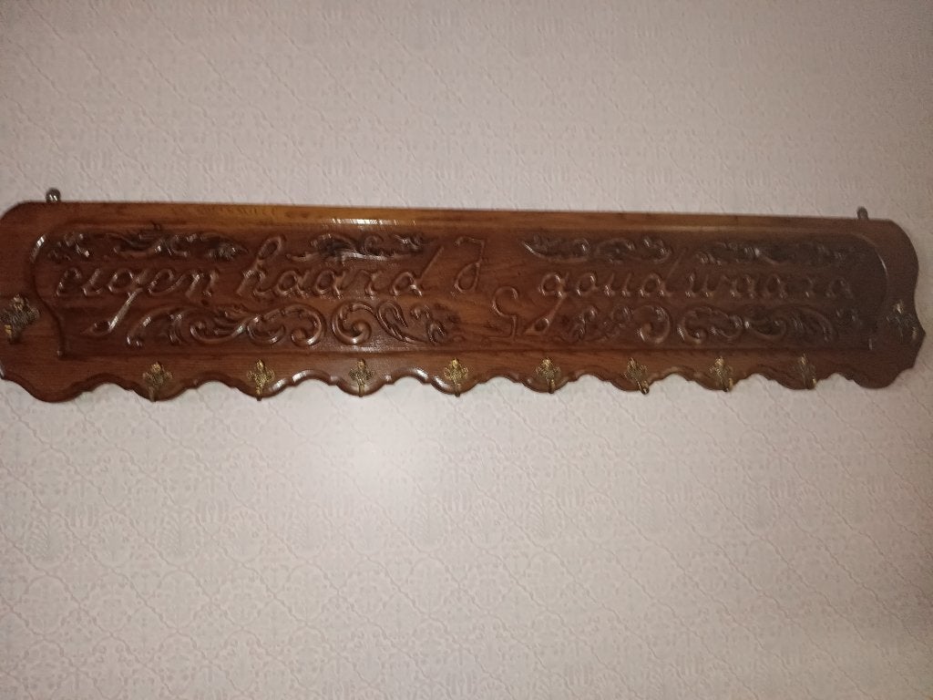 Mooi houten kapstop met spreuk, Hanger, Ophalen, Zo goed als nieuw