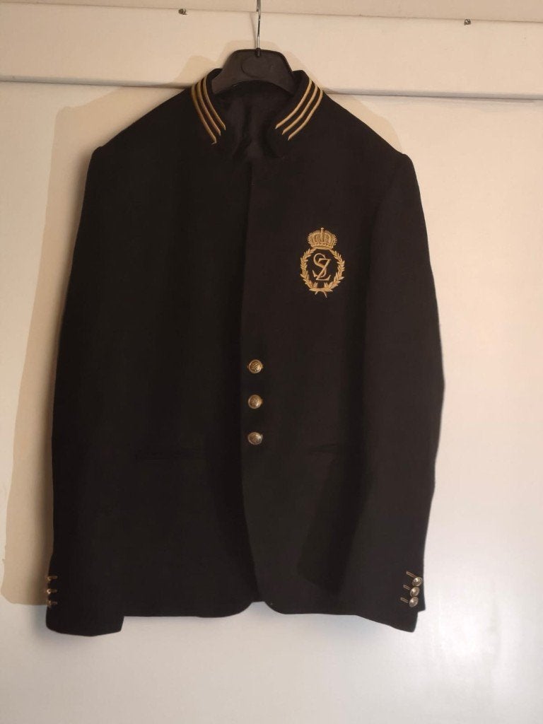 Blazer vintage noir style militaire / officier, Enlèvement, Comme neuf, Taille 52/54 (L), Bleu