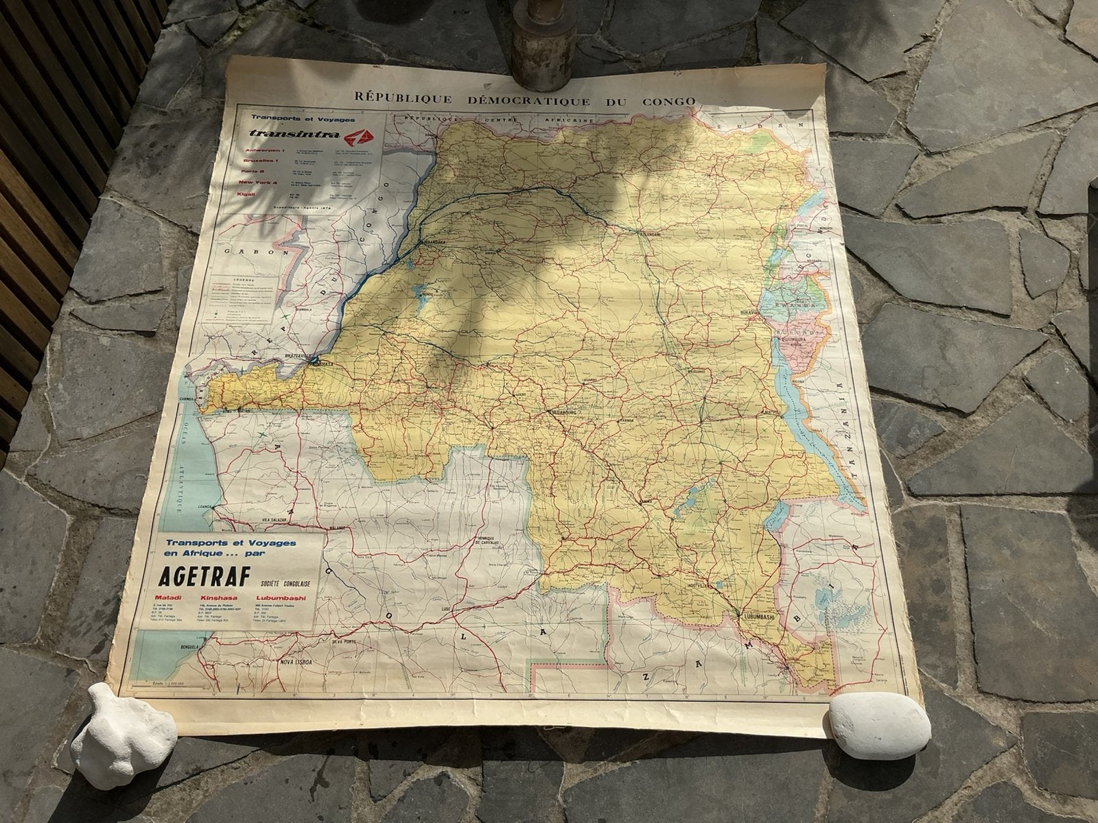 Stoffen kaart Congo transport en reizen, Ophalen, Zo goed als nieuw