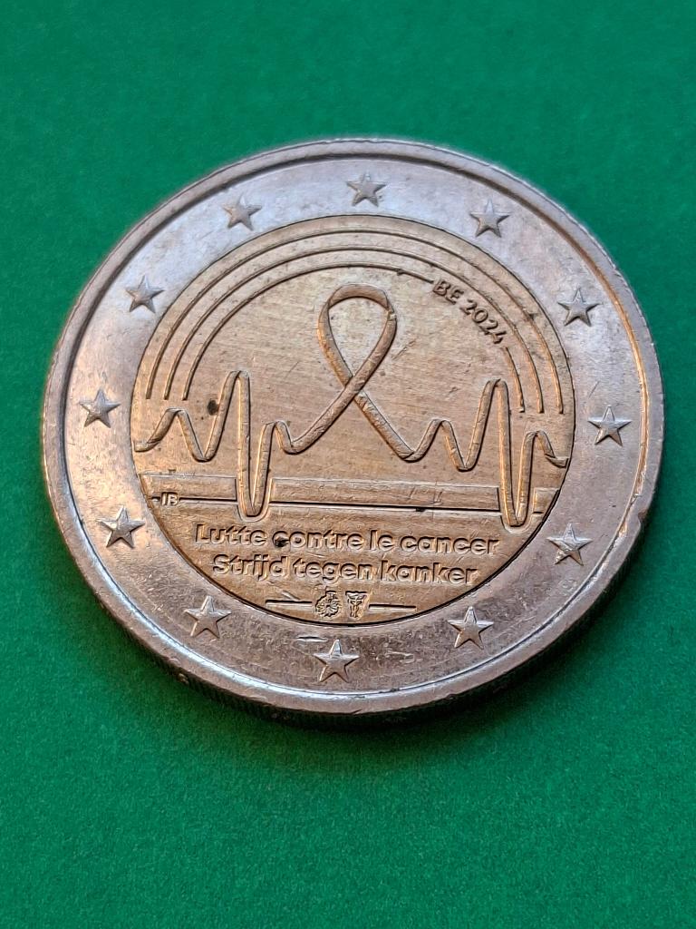 2024 België 2 euro Strijd tegen Kanker, Postzegels en Munten, Verzenden, Metaal, Losse munt