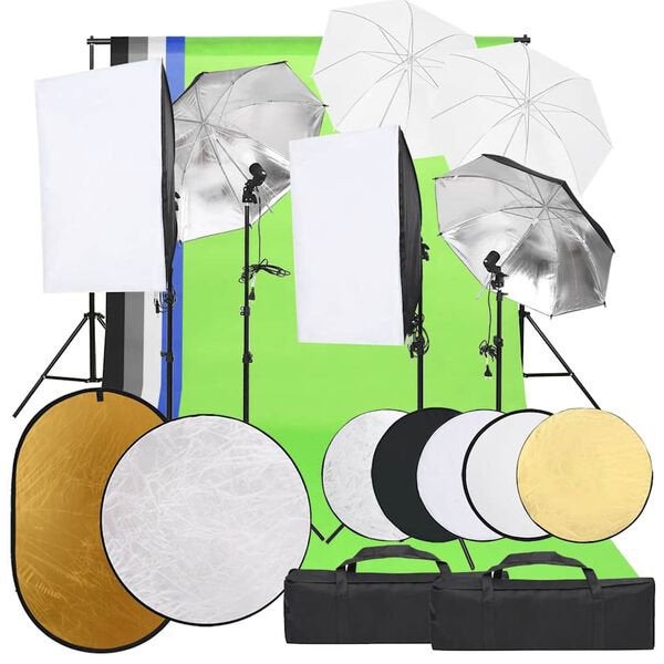 Fotostudioset met verlichtingsset, achtergrond en reflector, Audio, Tv en Foto, Ophalen, Zo goed als nieuw, Achtergrond