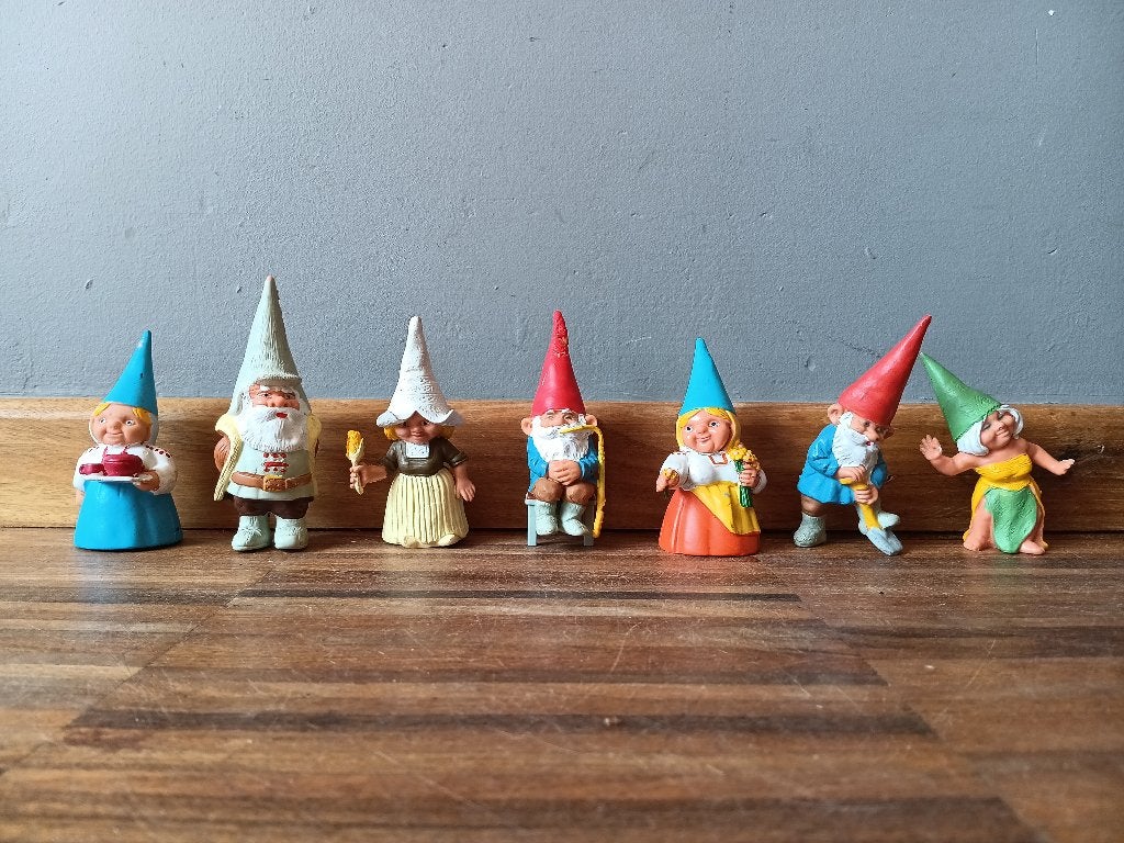 Set van 7 David de Kabouter poppetjes, Collections, Jouets, Comme neuf, Enlèvement ou Envoi