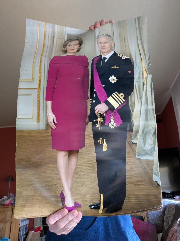 Poster Filip en Mathilde, Ophalen of Verzenden, Zo goed als nieuw, Kaart, Foto of Prent