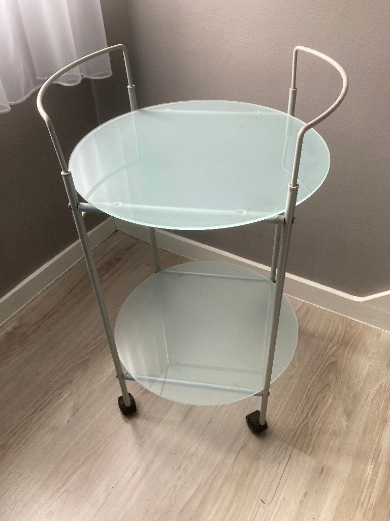 Roltafeltje met glazen opzet., Huis en Inrichting, Ophalen, Gebruikt, Ovaal, Glas