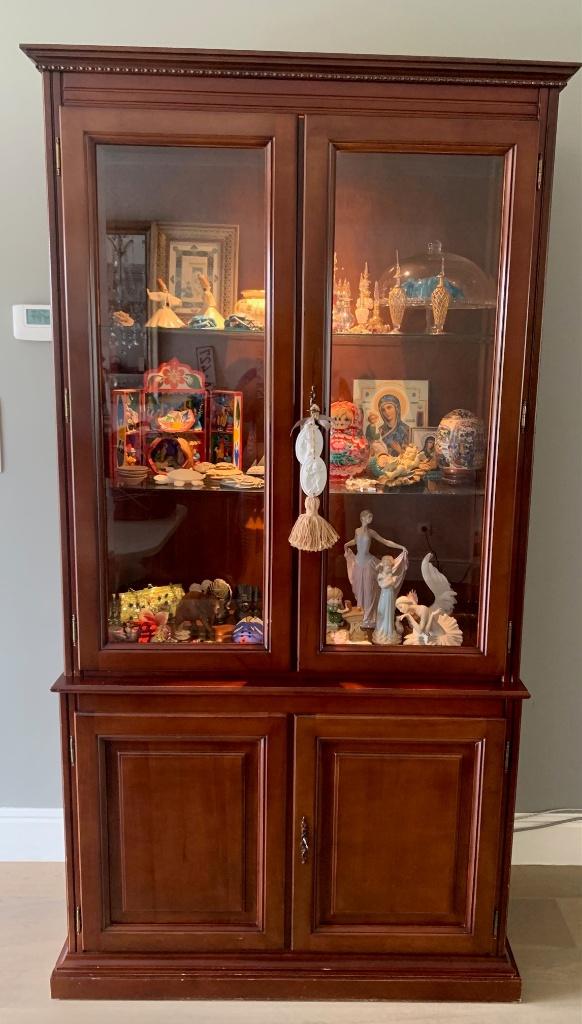 vitrine kast met glazen leggers en verlichting, Huis en Inrichting, Kasten | Vitrinekasten, Ophalen, Glas, Gebruikt, 50 tot 100 cm