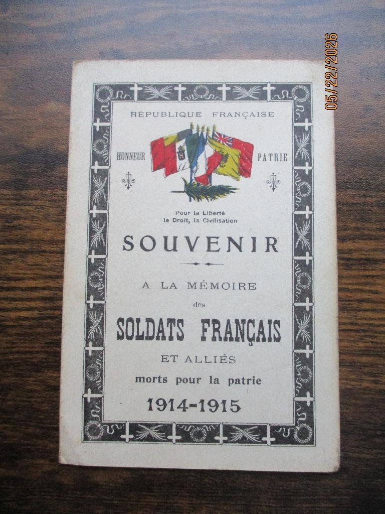 Doodsprentje 1915 voor geallieerde soldaten, Verzamelen, Militaria | Algemeen, Verzenden