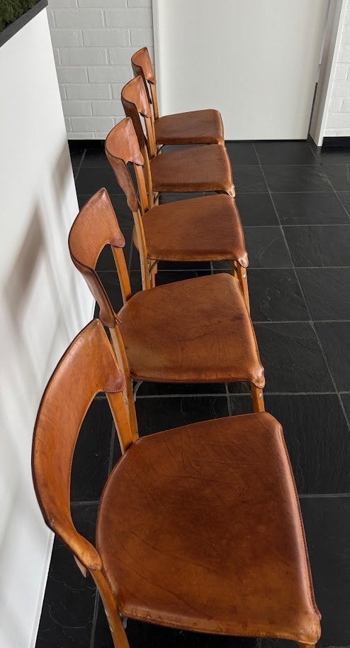 chaises italiennes design vintage, Enlèvement, Chaise, Beige, Cuir