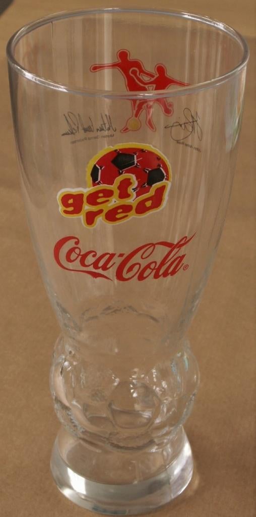 Coca-Cola voetbal glas Noorwegen Get Red Rise en Pederson, Verzamelen, Glas en Drinkglazen, Nieuw, Ophalen of Verzenden