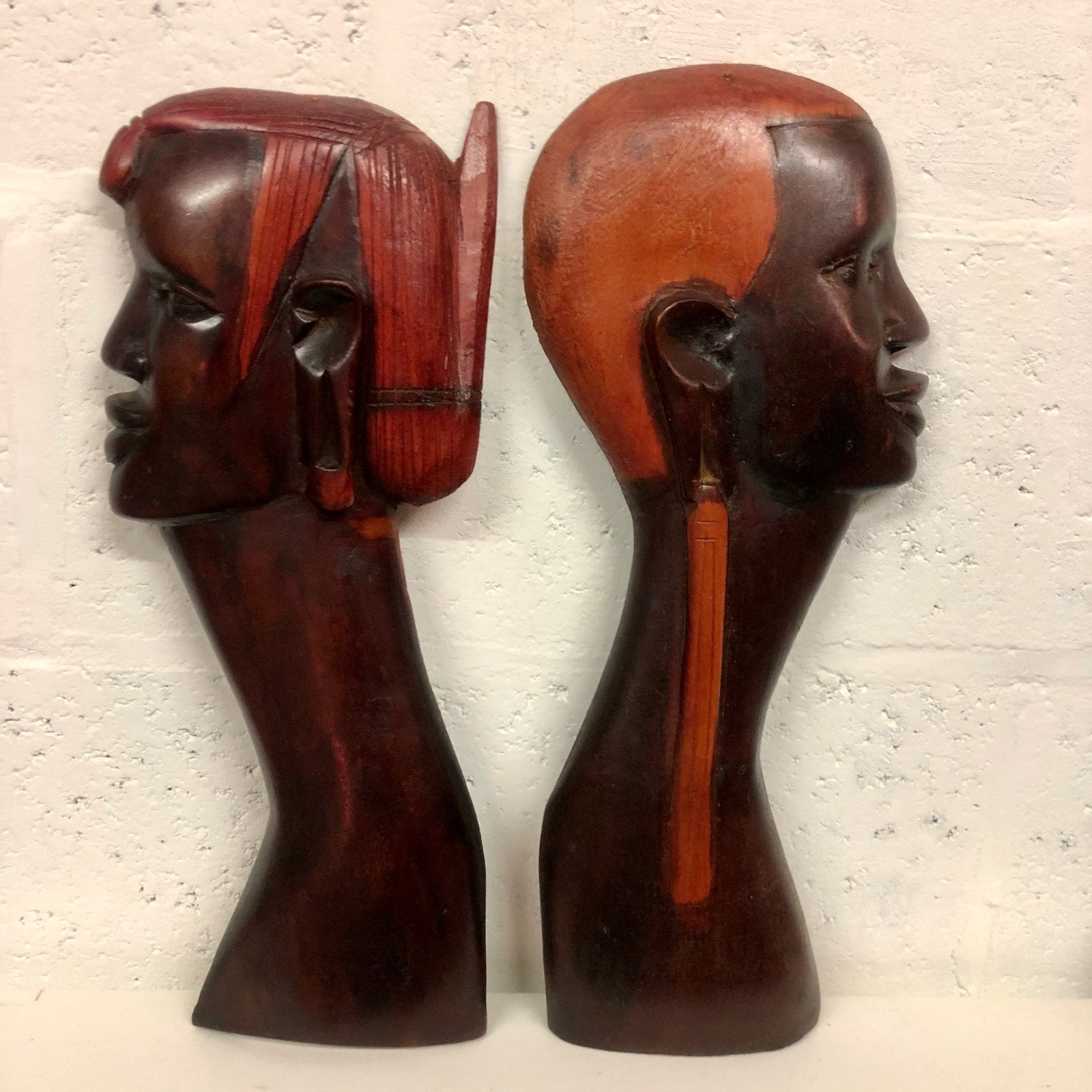 Couple africain. bois sculpté à la main. décoration murale, Bois, Enlèvement ou Envoi, Fait main, 20 - 50 cm