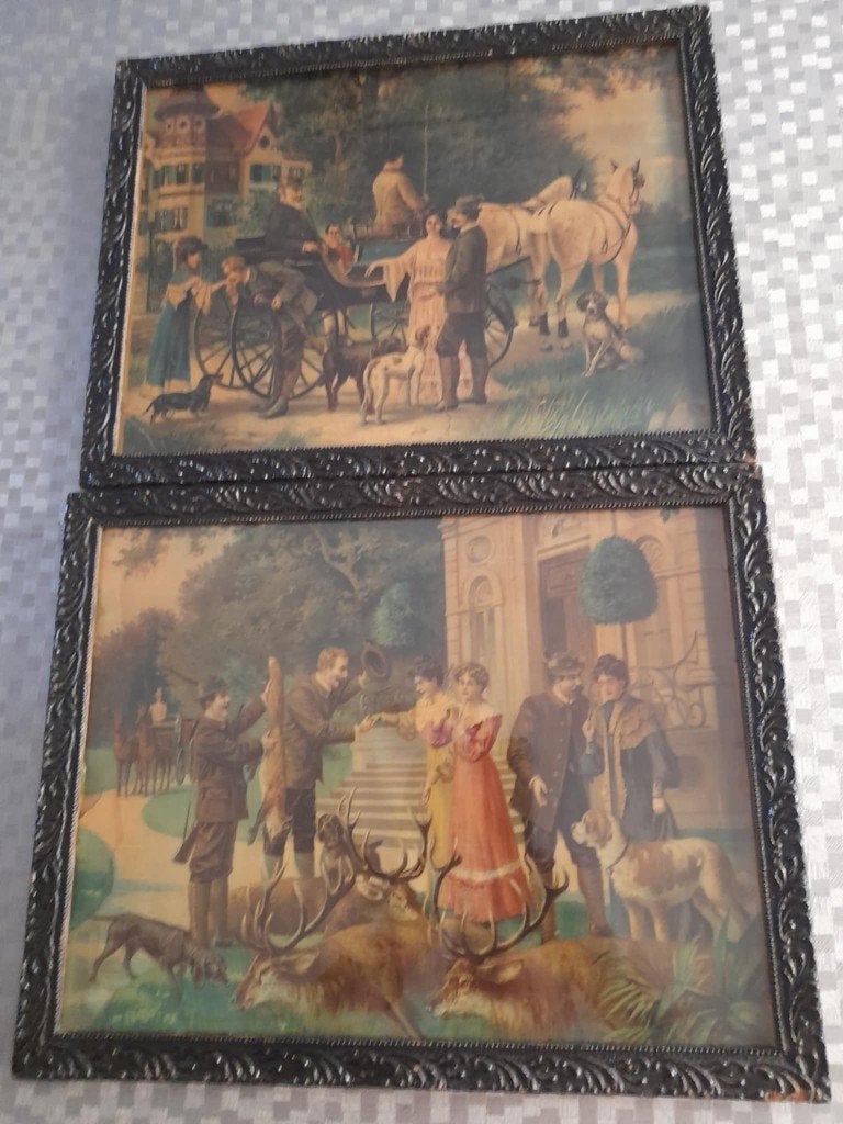 2 Oude prenten uit de laat 19e of vroege 20e eeuw, Antiquités & Art, Art | Peinture | Classique, Enlèvement ou Envoi, Autres sujets