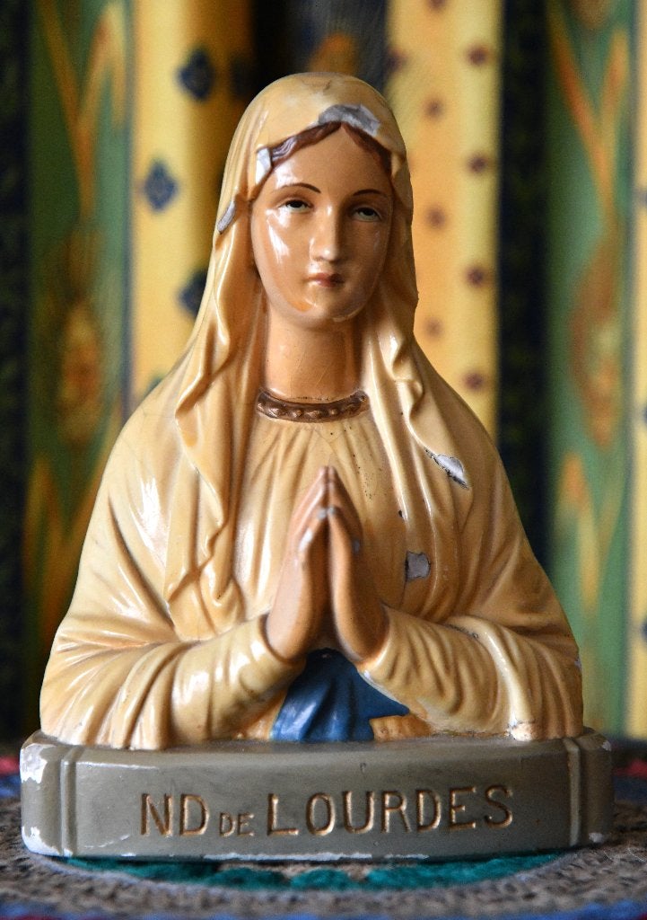 Antieke gipsen buste ND de Lourdes - Corneille Toulouse, Antiek en Kunst, Antiek | Religieuze voorwerpen, Ophalen